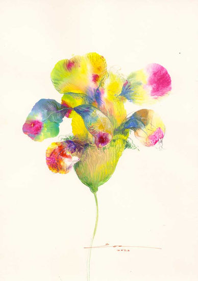 Flor Amarilla Gouache Paper Floral Painting