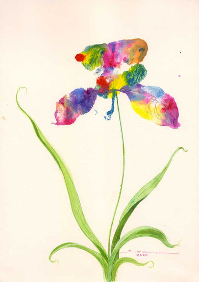 Orquídea Mantis Gouache Papel Floral