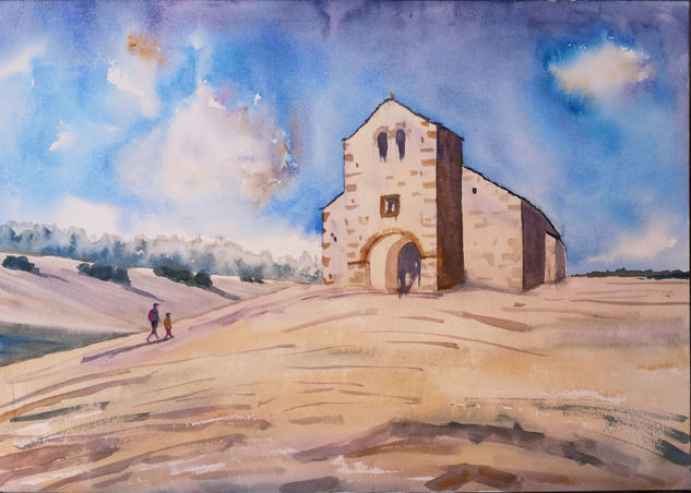 Ermita de Santa Orosia II Acuarela Papel Paisaje