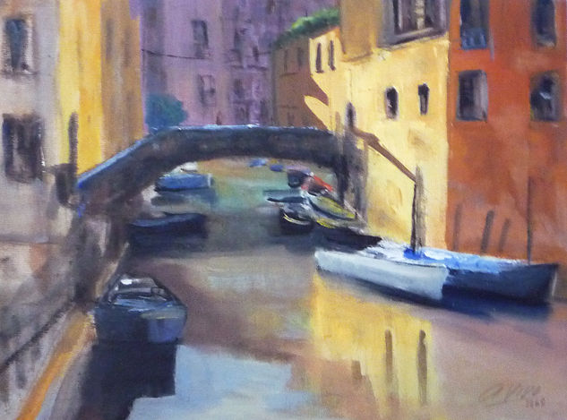 3868 Estrecho canal veneciano Oil Paper Marine Painting