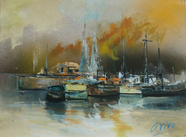 4227 Oscuridad venidera Oil Paper Marine Painting