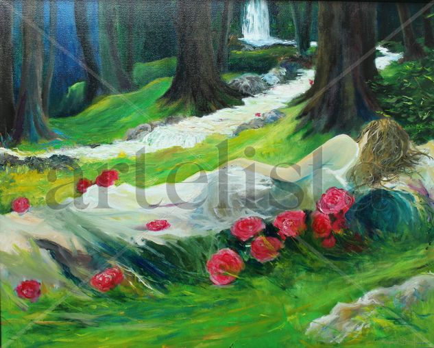 Stream contemplation Acrylic Canvas Figure Painting