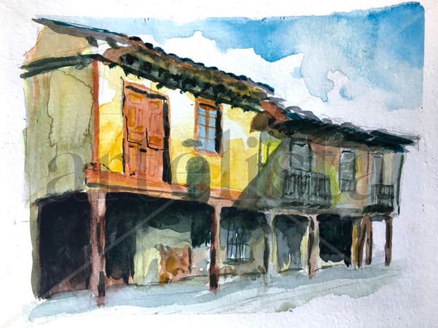 Casa amarilla Castrocontrigo Watercolour Paper Landscaping