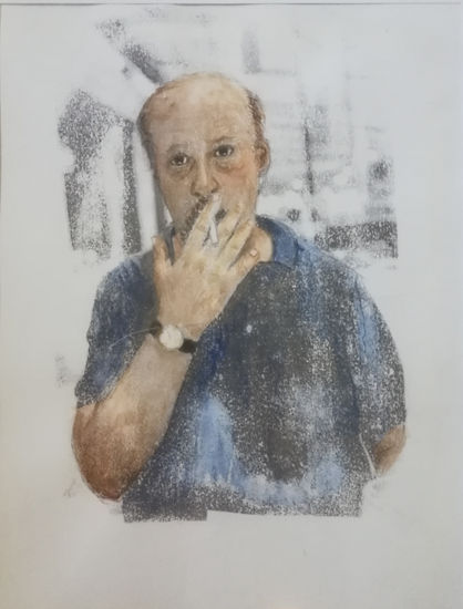 Mi tio Acuarela Papel Retrato