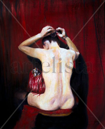 Woman in red Oil Canvas Nude Paintings