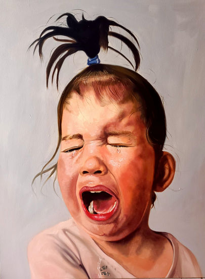 Hungry!!!! Oil Canvas Portrait