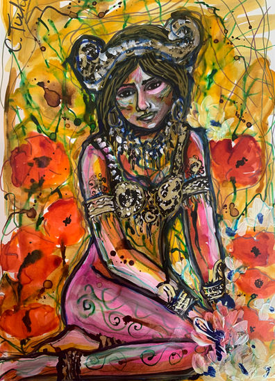 Mata Hari entre amapolas Mixed Media