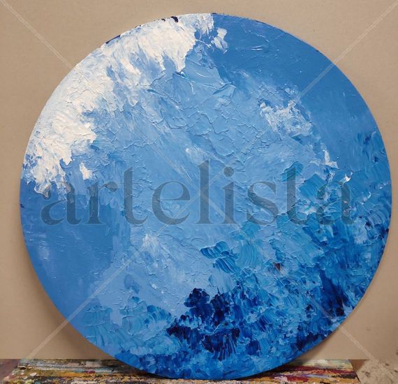 Luna sobre mar Acrylic Canvas Marine Painting