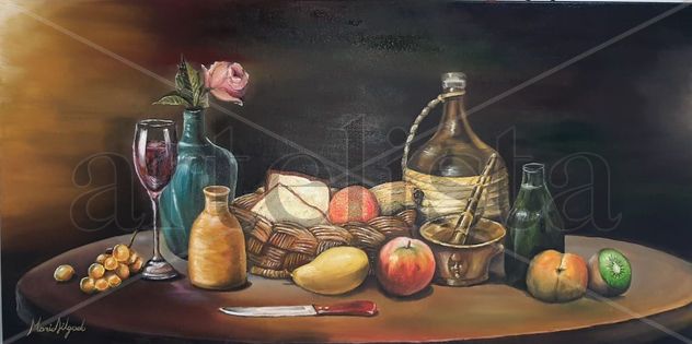 bodegón vino de rosa