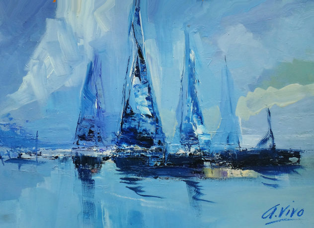 4575 Blue sailing boats