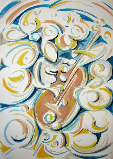 Contrabajísta 2 Gouache Cartulina Figura