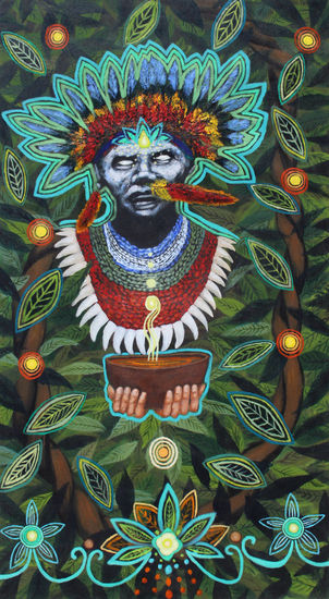 Chamán Amazónico Mixed media Canvas Figure Painting