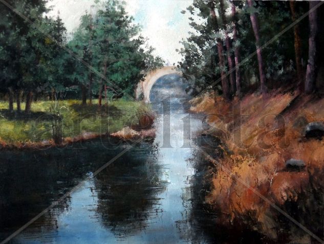 Reflejos sobre el puente 61x46 Acrílico Lienzo Paisaje