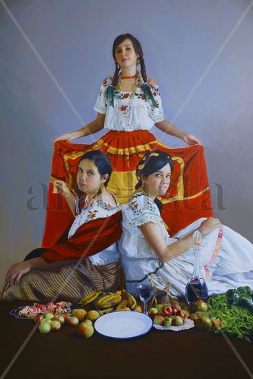 "Chinas Poblanas" Oil Canvas Portrait