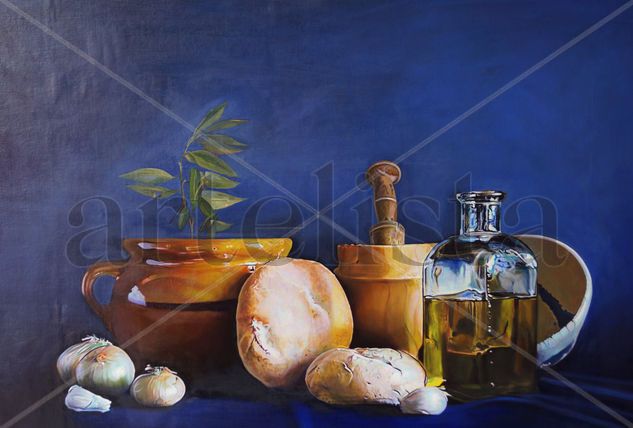 "Laureles  a Agustín Arrieta" Oil Panel Still Life Paintings