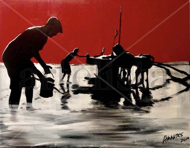 Los Pescadores Acrylic Canvas Marine Painting