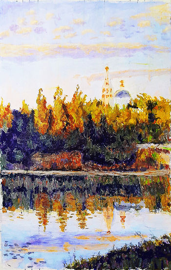 paisaje con reflejos en lago Oil Canvas Landscaping