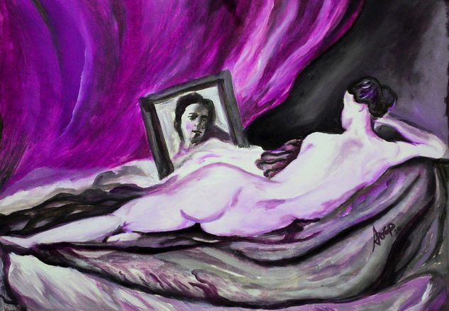 Musa violeta Óleo Papel Desnudos