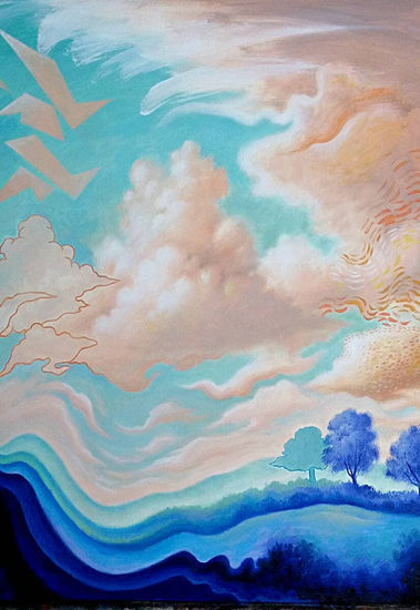 Nubes Naranja Oil Canvas Landscaping