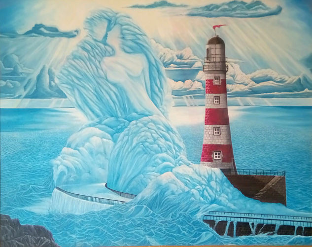 Amor en la eternidad de las olas Oil Canvas Marine Painting