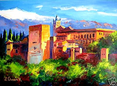 Alhambra y Sierra Nevada. Acrilico sobre lienzo Acrílico Lienzo Paisaje