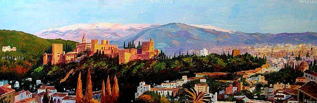 Panoramica de la Alhambra, Acrilico sobre lienzo Acrylic Canvas Landscaping