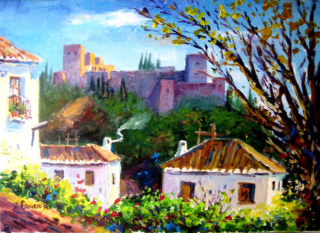 Alhambra y Albaicin. Acrilico sobre lienzo Acrylic Canvas Landscaping