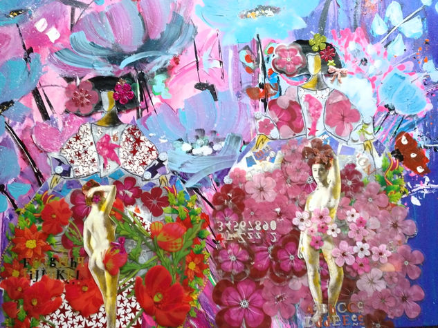 meninas fantasía. Mixed media Canvas Figure Painting