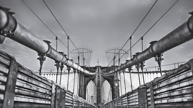 Brooklyn Bridge, New York II. Travel Black and White (Digital)