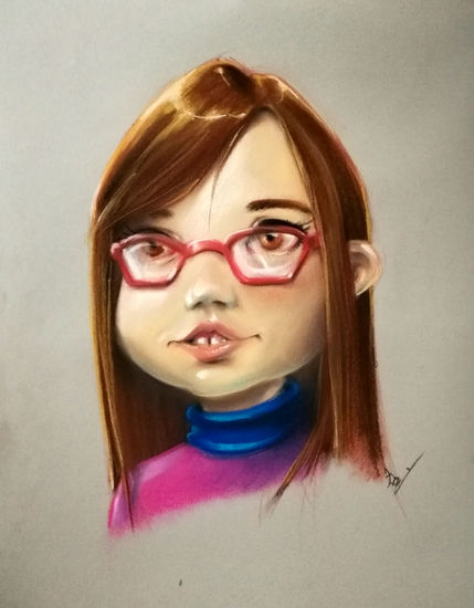 Caricatura niña Pastel Paper Portrait