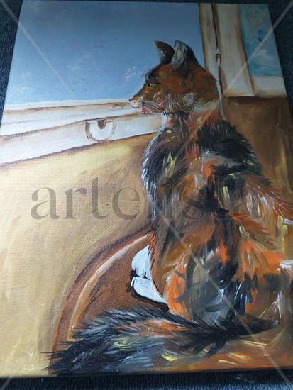 Gato enamorado Acrylic Canvas Animals