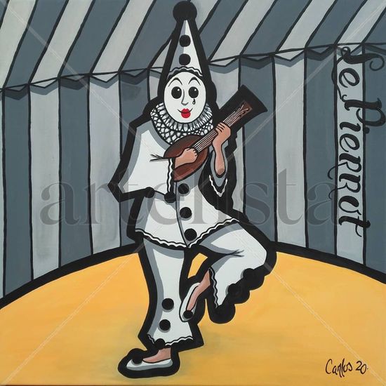 El Pierrot Acrylic Canvas Figure Painting