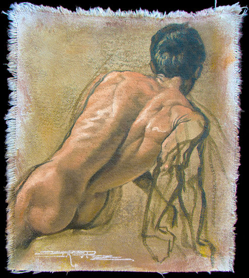 Estudio de espaldas Oil Textile Nude Paintings