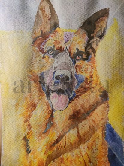 Perro pastor alemán Watercolour Paper Animals