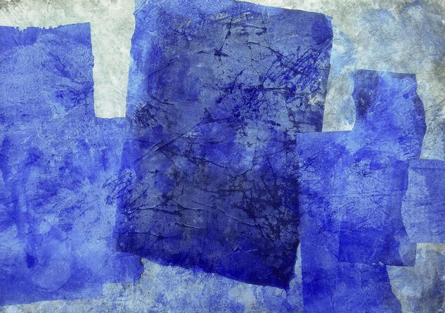 Three Blue Shapes Media Mixta Papel Otros