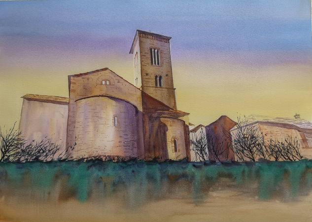 San Pedro de Lasieso II Acuarela Papel Paisaje