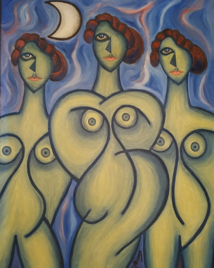 50. Bajo la luna Oil Canvas Nude Paintings