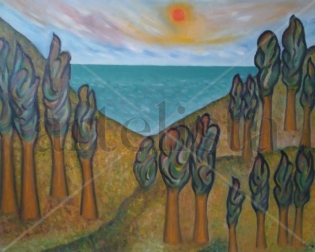 66. Mar entre montañas Oil Canvas Landscaping