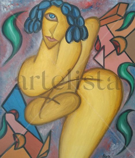 105. Entre llamas Oil Canvas Figure Painting