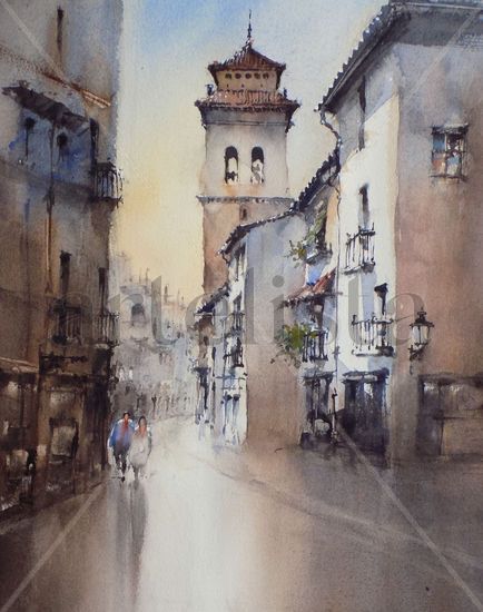 Antigua Calle Elvira, Granada-España Acuarela Papel Paisaje