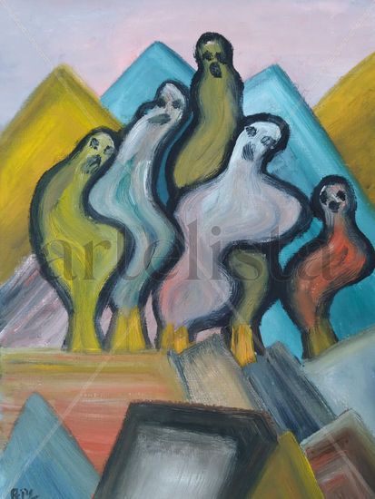 123. Fantasmas (XXXII) Oil Card Figure Painting