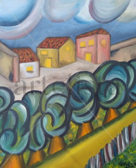 206. La ciudad del campo Oil Canvas Landscaping