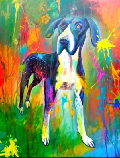 PERRO ARTE POP,  PINTURA HONDUREÑA Acrílico Lienzo Animales