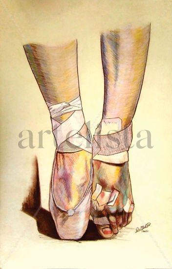 Pies de Bailarina Pastel Card Figure Painting