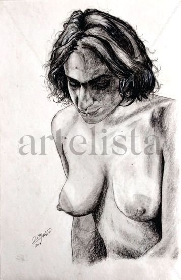 Mujer Desnuda Triste Charcoal