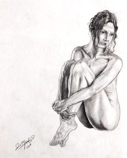 Mujer desnuda Centrada Charcoal