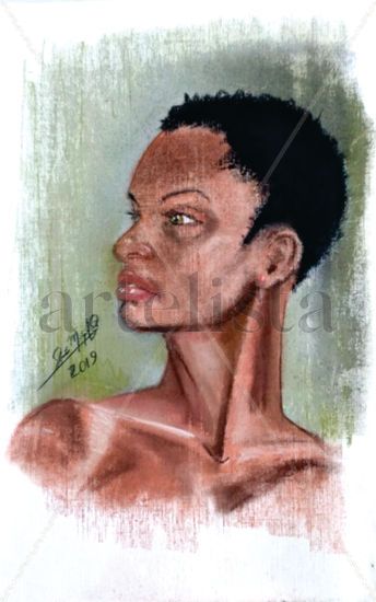 Mujer Africana Pastel Paper Portrait