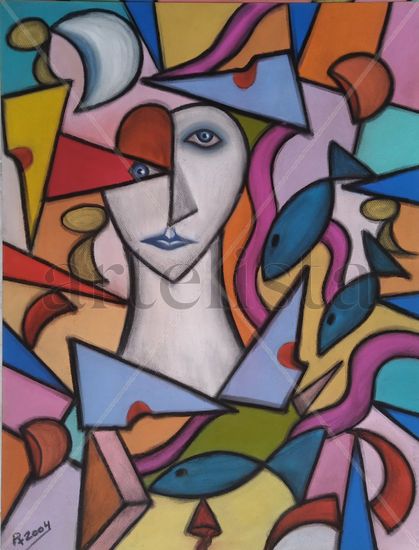 347. La pecera Pastel Paper Figure Painting