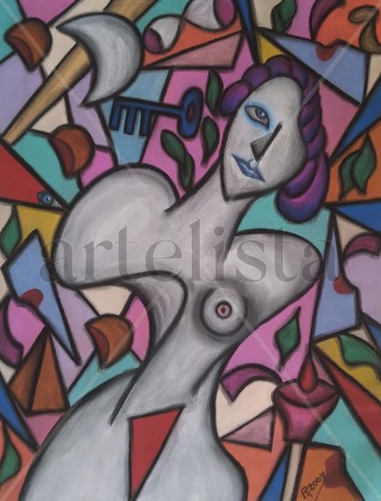 357. Mujer Pastel Paper Figure Painting