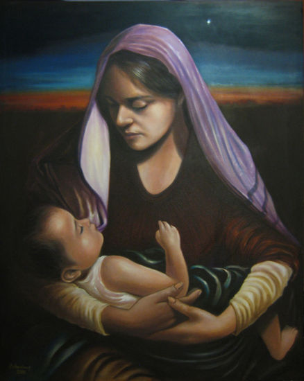 La virgen del alba Oil Canvas Portrait